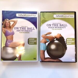 NATURAL JOURNEYS On The Ball Abs + Yoga Workout for Beginners DVD Set NEW